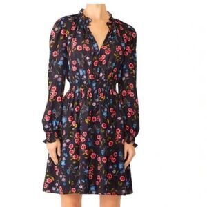Kate Spade Meadow Floral Shift Dress Black Pink XXS NWOT